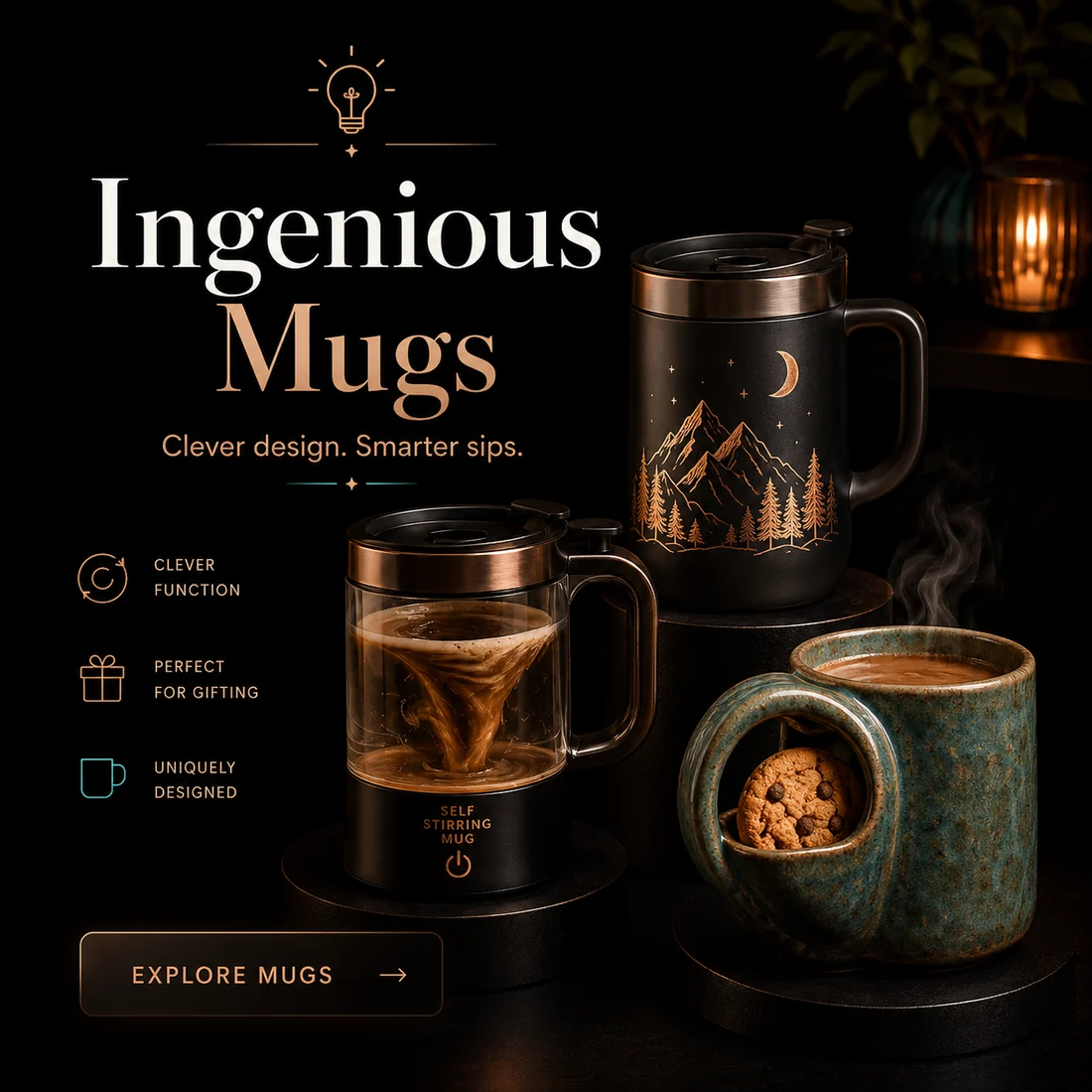 Ingenious and self-stirring coffee mugs